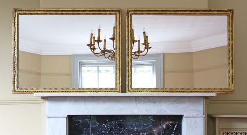 Large Pair of Gilt 19th Century Overmantle Mirrors