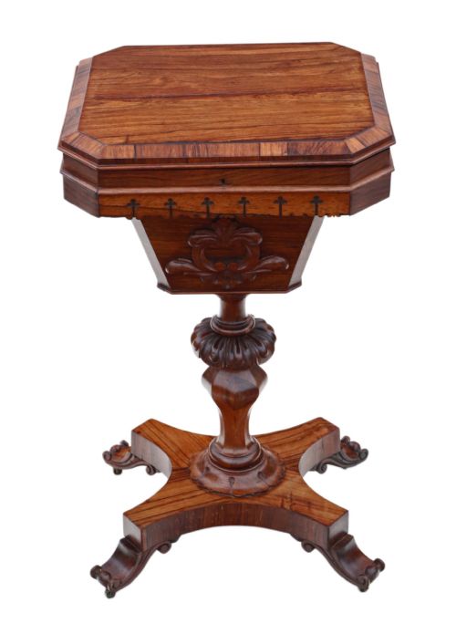Victorian Rosewood Gothic Work Table Box