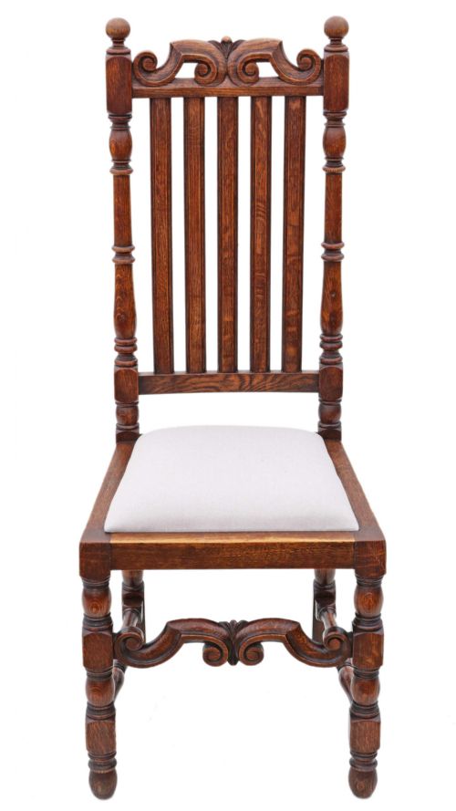 fig 1. Set of 6 Charles II style oak dining chairs