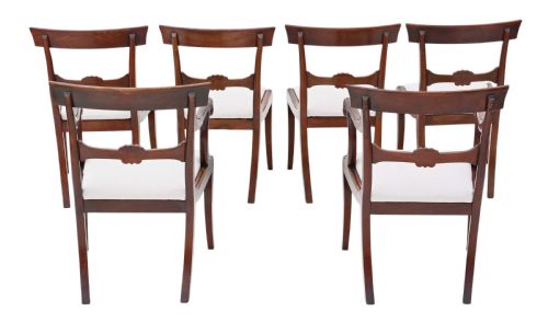fig 1. Set of six (4 +2) Regency Cuban mahogany dining chairs