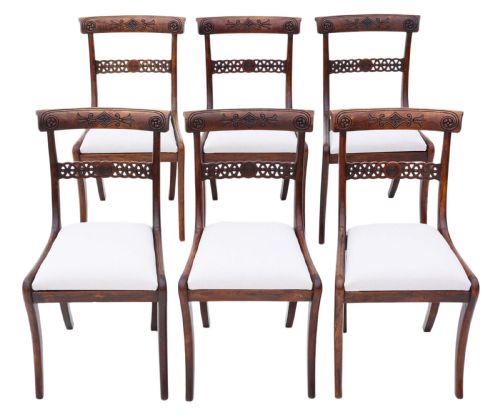 Set of 6 Regency Faux Rosewood (Beech) Dining Chairs