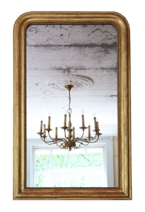 19th Century Large Gilt Overmantle Wall Mirror