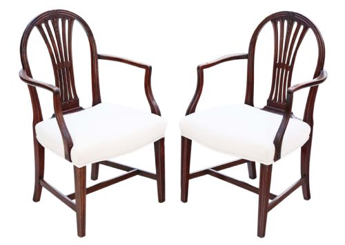 Pair of Georgian Mahogany Elbow Chairs