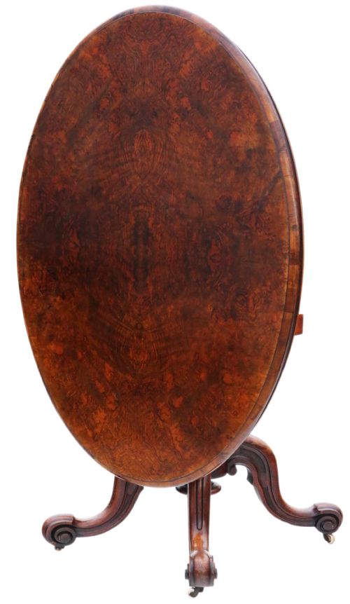 Victorian Burr Walnut Oval Tilt Top Loo Table
