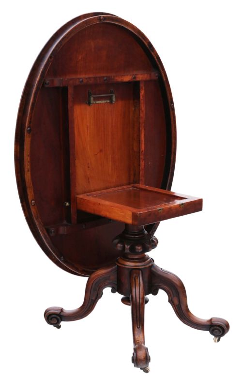 fig 1. Victorian burr walnut oval tilt top loo table