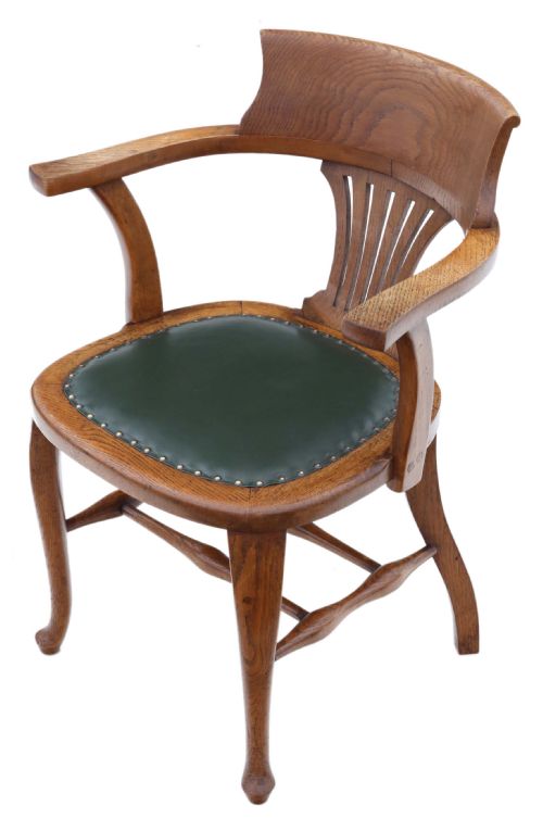 Victorian Oak and Leather Desk Chair