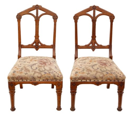 Pair of Gothic Oak Side Chairs