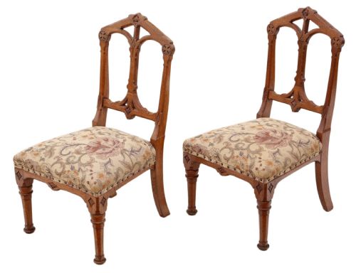 fig 1. Pair of Gothic oak side chairs