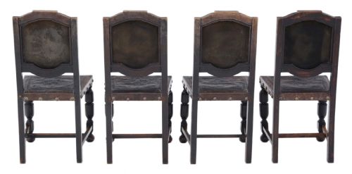 fig 1. Set of 4 19th Century Portuguese oak and leather dining chairs