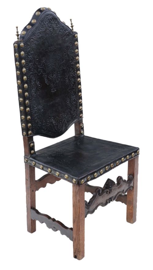 PORTUGUESE OAK AND LEATHER CHAIR - ADDITIONAL PHOTO 2