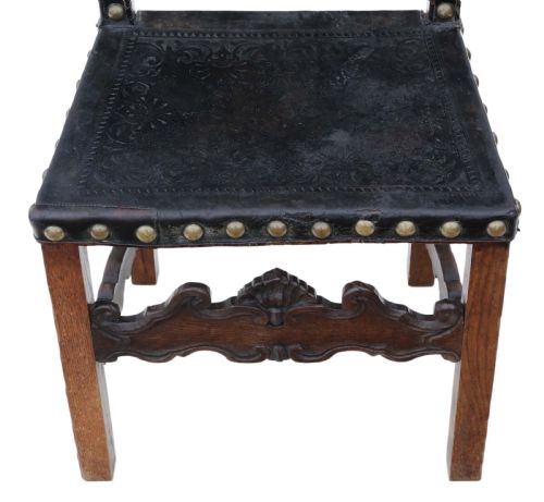 PORTUGUESE OAK AND LEATHER CHAIR - ADDITIONAL PHOTO 4