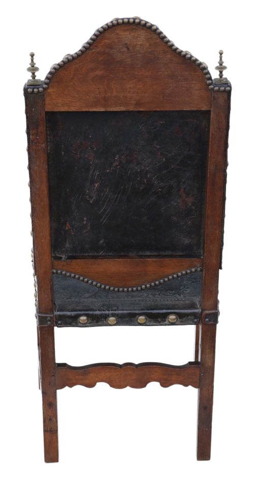 PORTUGUESE OAK AND LEATHER CHAIR - ADDITIONAL PHOTO 6