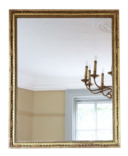 LARGE 19TH CENTURY GILT OVERMANTLE WALL MIRROR