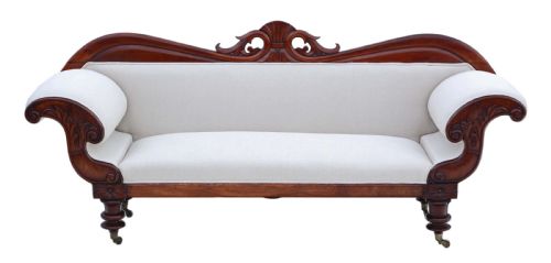 Regency Show Wood Scroll Arm Sofa
