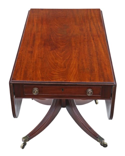 REGENCY MAHOGANY PEDESTAL PEMBROKE SOFA DINING TABLE - ADDITIONAL PHOTO 5