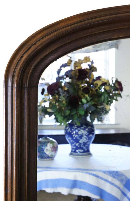 fig 1. Very large Victorian oak wall overmantle mirror