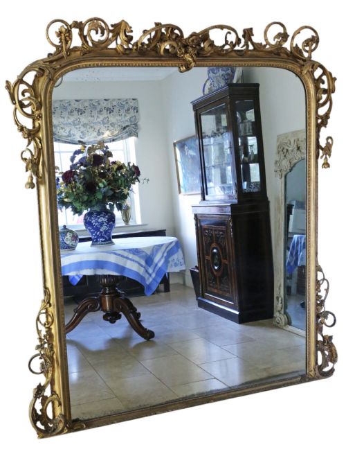 Very Large Gilt Wall Overmantle Mirror Early 19th Century
