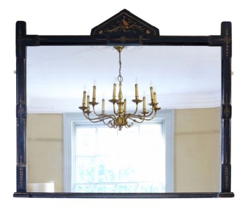 Large Aesthetic Ebonised Wall Overmantle Mirror