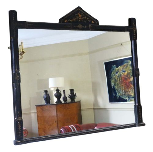 fig 1. Large Aesthetic ebonised wall overmantle mirror