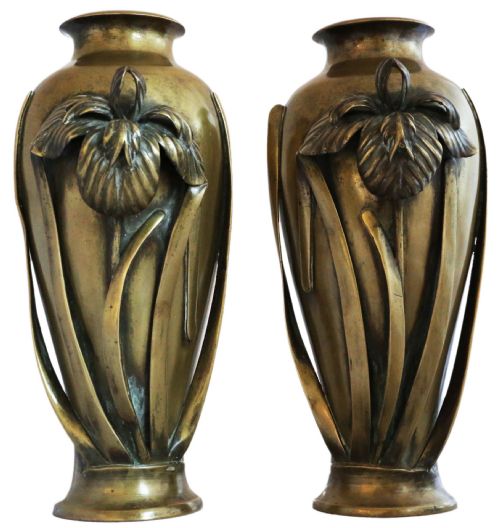 Large Pair of Japanese Bronze Vases Meiji Period