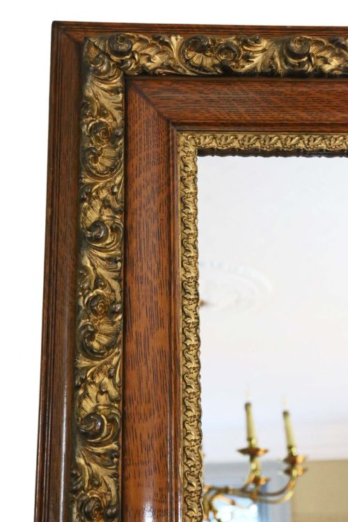 fig 1. Large oak and gilt overmantle wall mirror 
