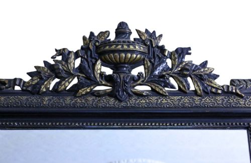 19TH CENTURY LARGE EBONISED AND GILT WALL OVERMANTLE MIRROR - ADDITIONAL PHOTO 1
