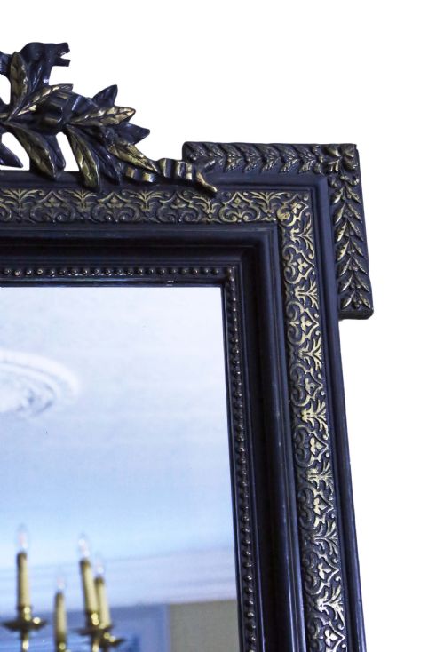 19TH CENTURY LARGE EBONISED AND GILT WALL OVERMANTLE MIRROR - ADDITIONAL PHOTO 2