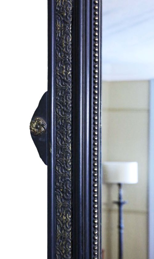19TH CENTURY LARGE EBONISED AND GILT WALL OVERMANTLE MIRROR - ADDITIONAL PHOTO 5