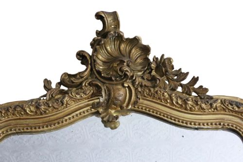 19TH CENTURY LARGE GILT WALL OVERMANTLE MIRROR - ADDITIONAL PHOTO 1
