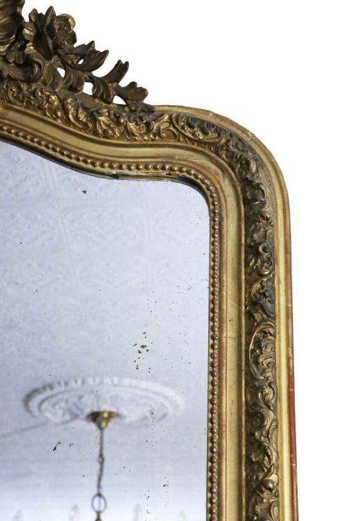 19TH CENTURY LARGE GILT WALL OVERMANTLE MIRROR - ADDITIONAL PHOTO 3