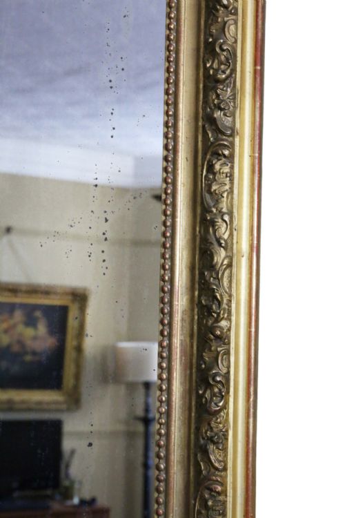 19TH CENTURY LARGE GILT WALL OVERMANTLE MIRROR - ADDITIONAL PHOTO 4