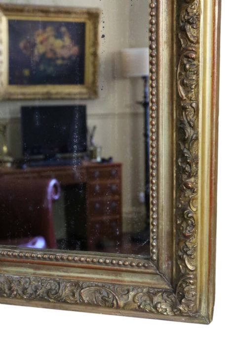 19TH CENTURY LARGE GILT WALL OVERMANTLE MIRROR - ADDITIONAL PHOTO 5