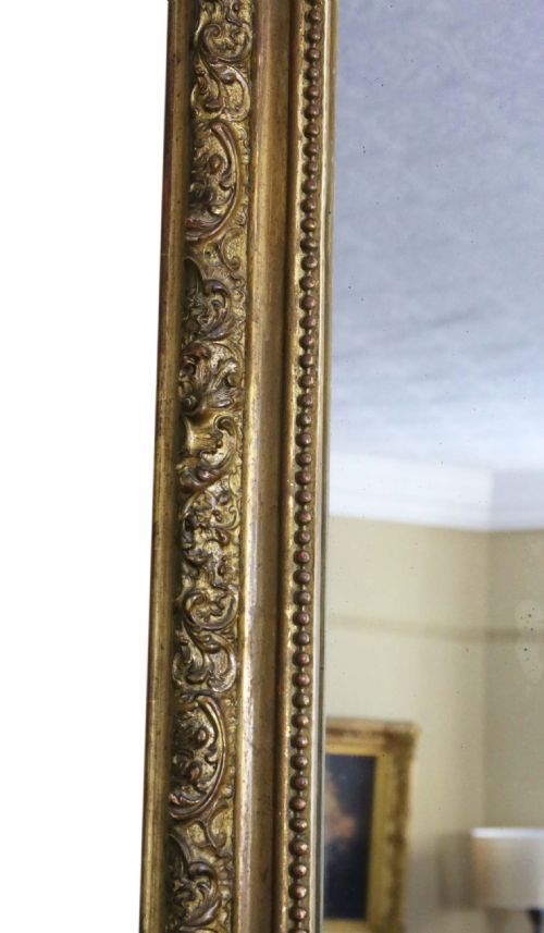19TH CENTURY LARGE GILT WALL OVERMANTLE MIRROR - ADDITIONAL PHOTO 6