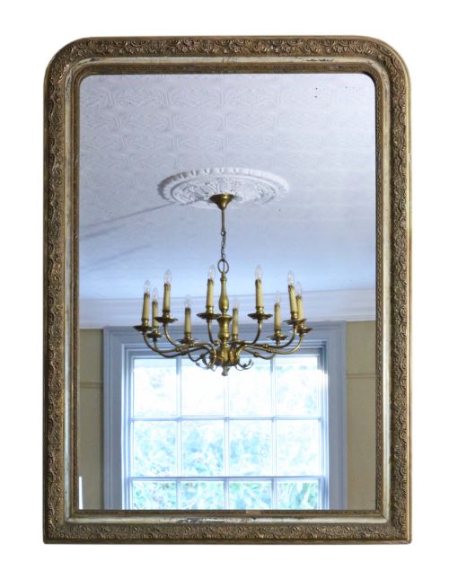 19th Century Large Gilt Wall Overmantle Mirror