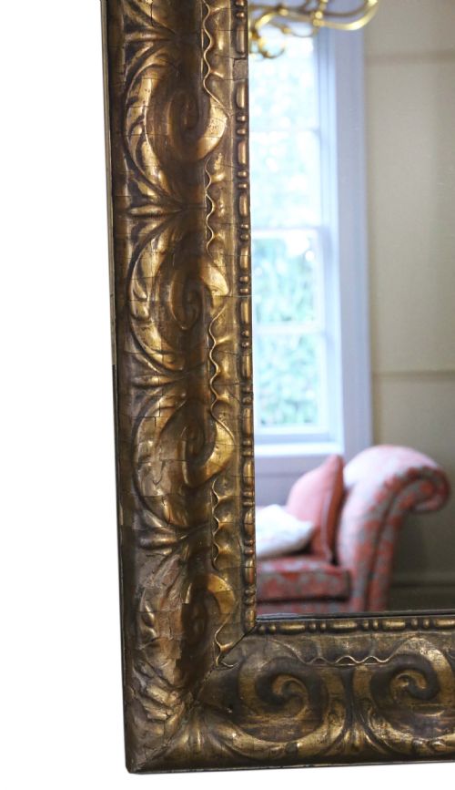 19TH CENTURY VERY LARGE GILT WALL OVERMANTLE MIRROR - ADDITIONAL PHOTO 3