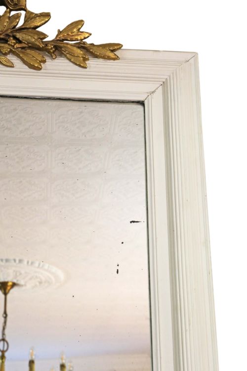 19TH CENTURY LARGE GILT AND WHITE OVERMANTLE WALL MIRROR - ADDITIONAL PHOTO 2