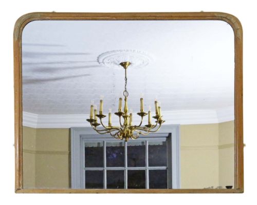 19th Century Very Large Wide Pine Wall Overmantle Mirror
