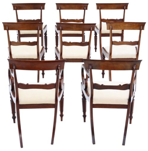 fig 1. ANTIQUE FINE QUALITY SET OF 8 (6 PLUS 2) REGENCY WILLIAM IV MAHOGANY DINING CHAIRS C1830