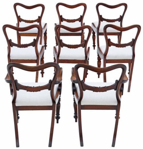 fig 1. ANTIQUE FINE QUALITY SET OF 8 (6 PLUS 2) VICTORIAN BALLOON BACK MAHOGANY DINING CHAIRS C1840