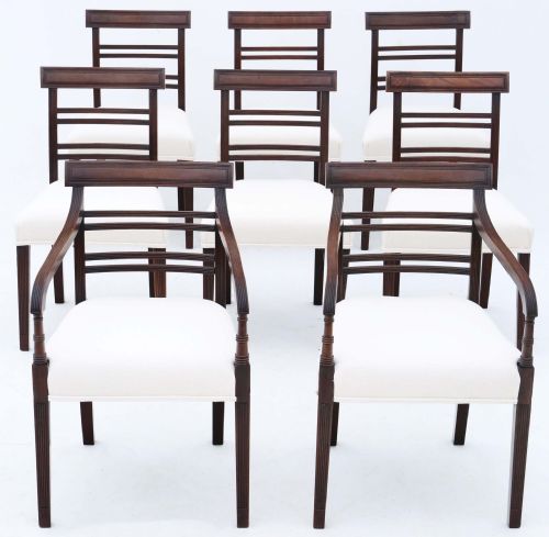 Antique Fine Quality Set of Eight (6 Plus 2) Early 19th Century Mahogany Dining Chairs C1810