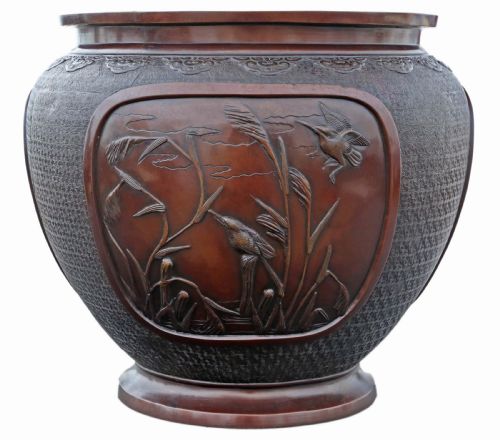 Antique Fine Quality Large Oriental Japanese Bronze Jardinière Planter Meiji Period 19th Century