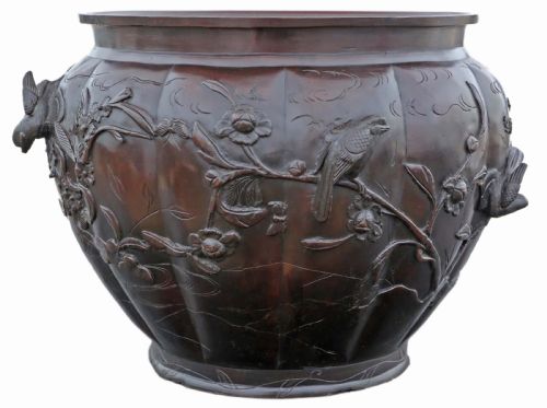 fig 1. ANTIQUE ORIENTAL JAPANESE LARGE FINE QUALITY BRONZE JARDINIÈRE PLANTER MEIJI PERIOD 19TH CENTURY