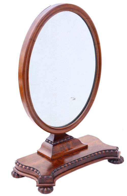 fig 1. ANTIQUE LARGE FINE QUALITY REGENCY C1825 MAHOGANY DRESSING TABLE SWING MIRROR
