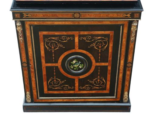 fig 2. ANTIQUE FINE QUALITY AMBOYNA AND EBONISED 2-PART PIER DISPLAY CABINET AESTHETIC
