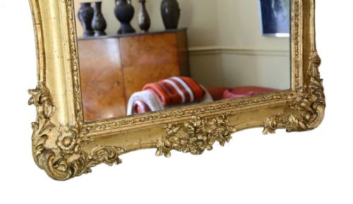 ANTIQUE LARGE FINE QUALITY GILT OVERMANTLE WALL MIRROR 19TH CENTURY FOX HUNTING - ADDITIONAL PHOTO 3