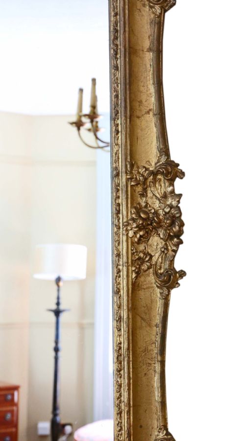 ANTIQUE LARGE FINE QUALITY GILT OVERMANTLE WALL MIRROR 19TH CENTURY FOX HUNTING - ADDITIONAL PHOTO 5