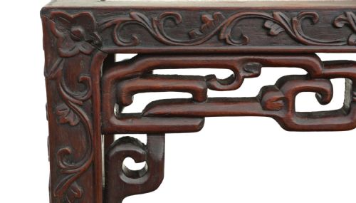 ANTIQUE FINE QUALITY 19TH CENTURY CHINESE HARDWOOD AND MARBLE BEDSIDE SIDE TABLE - ADDITIONAL PHOTO 6
