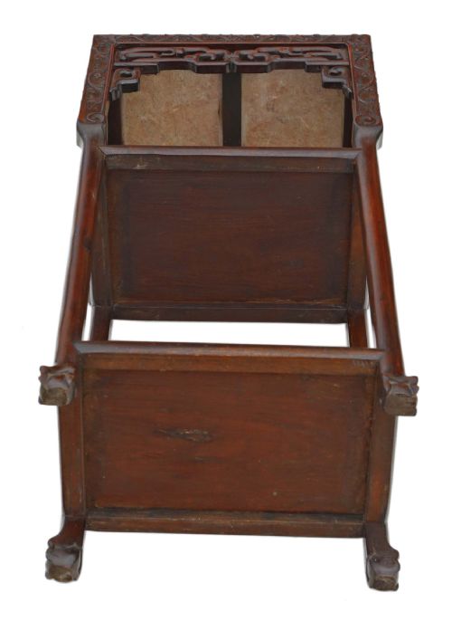 ANTIQUE FINE QUALITY 19TH CENTURY CHINESE HARDWOOD AND MARBLE BEDSIDE SIDE TABLE - ADDITIONAL PHOTO 9
