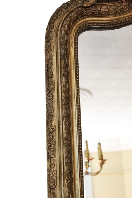 fig 1. ANTIQUE LARGE FINE QUALITY GILT OVERMANTLE WALL MIRROR LATE 19TH CENTURY