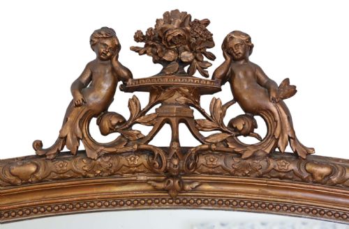 fig 1. ANTIQUE VERY LARGE QUALITY GILT OVERMANTLE WALL MIRROR 19TH CENTURY
